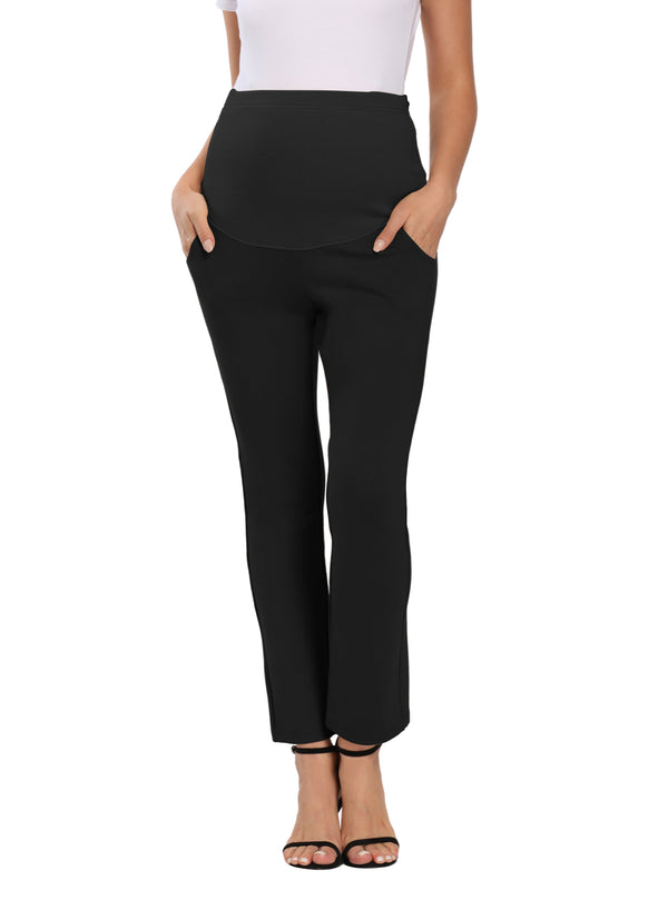 Black Maternity Work Pants front View