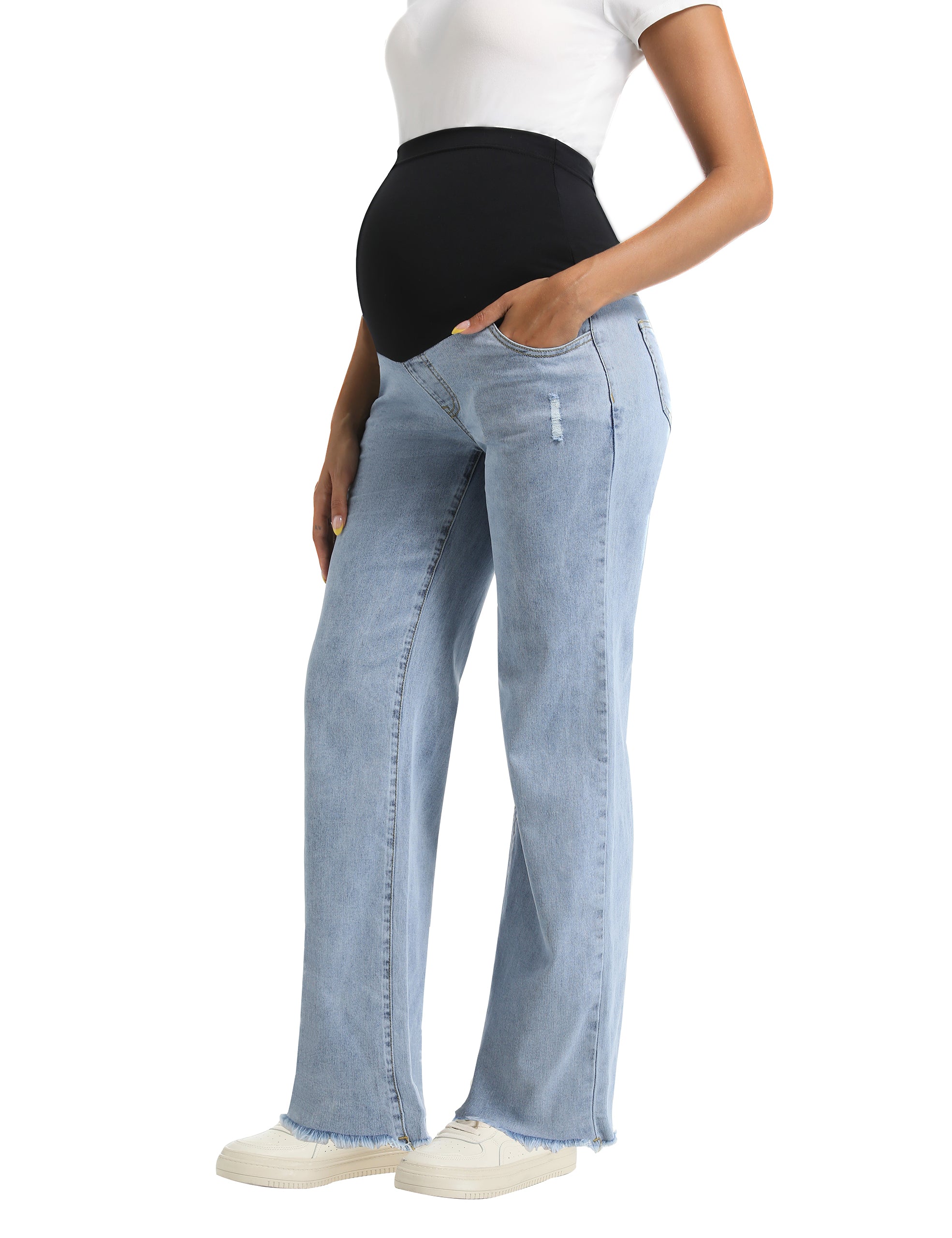 Over The Belly Straight Leg Maternity Jeans Pants