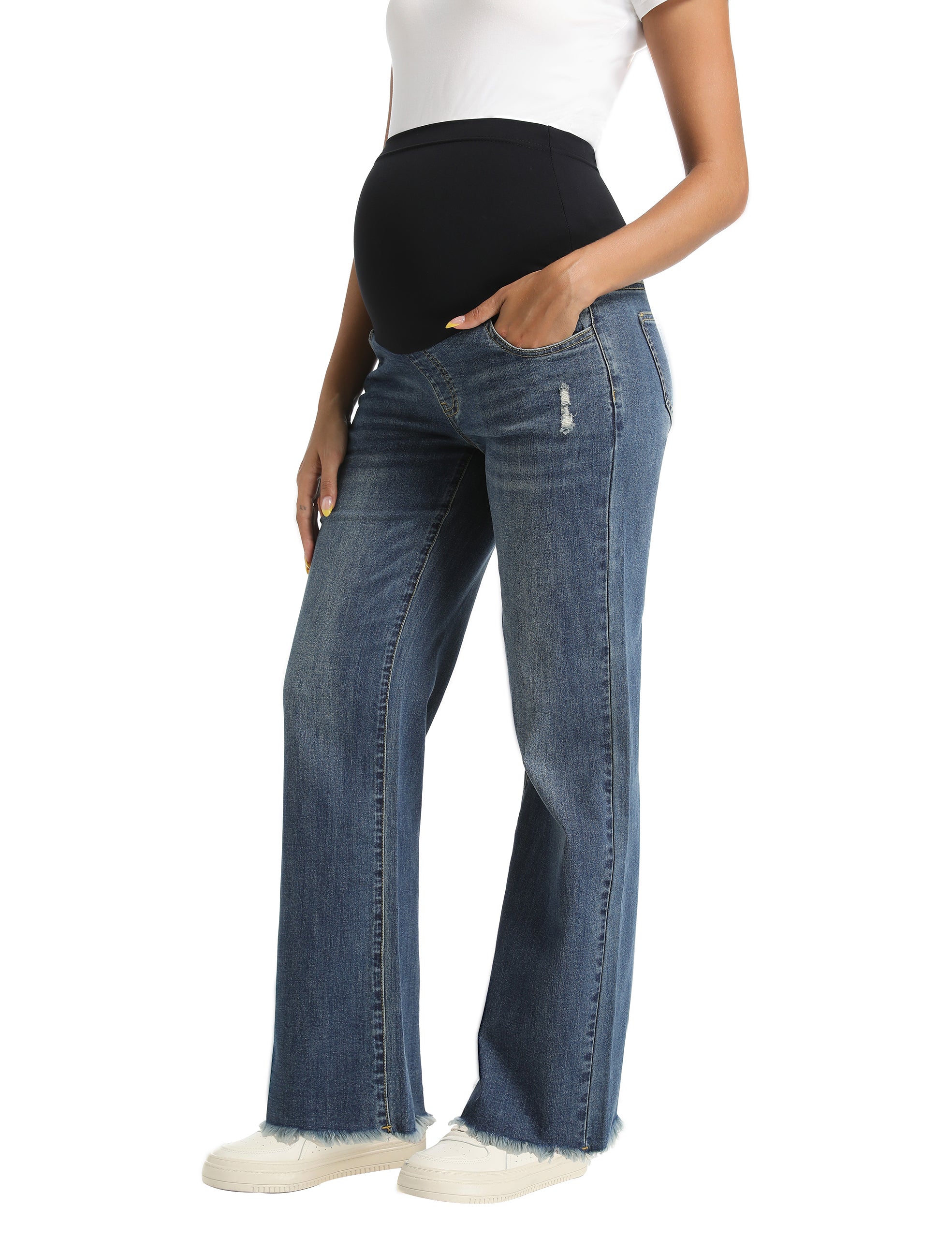 Over The Belly Straight Leg Maternity Jeans Pants