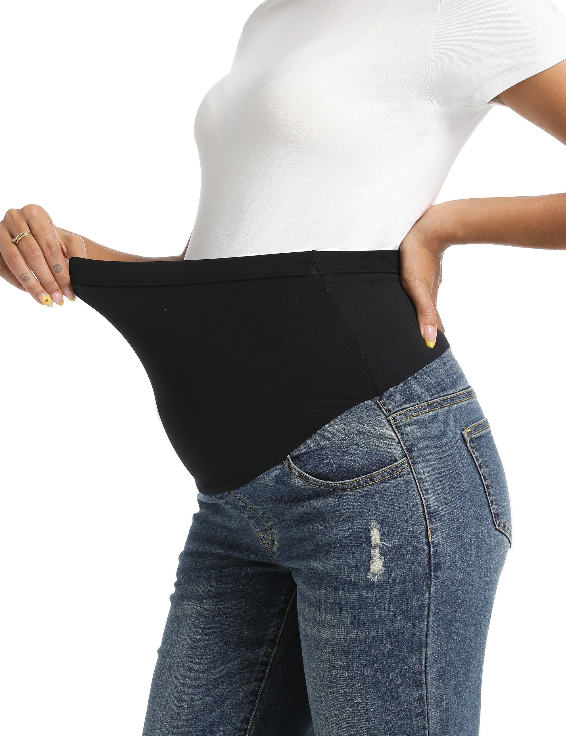 Over The Belly Straight Leg Maternity Jeans Pants
