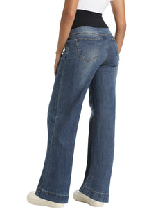 Vintage Blue blue Maternity Pants - Back