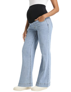Light Blue Maternity Pants - Side View