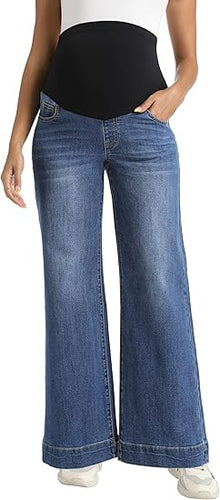 Stretchy Wide Leg Pocket Maternity Jeans  Pants