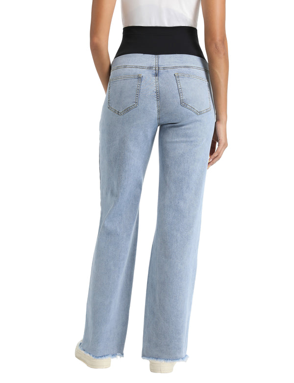 Light_blue_Maternity_Denim _wide_leg_back_view