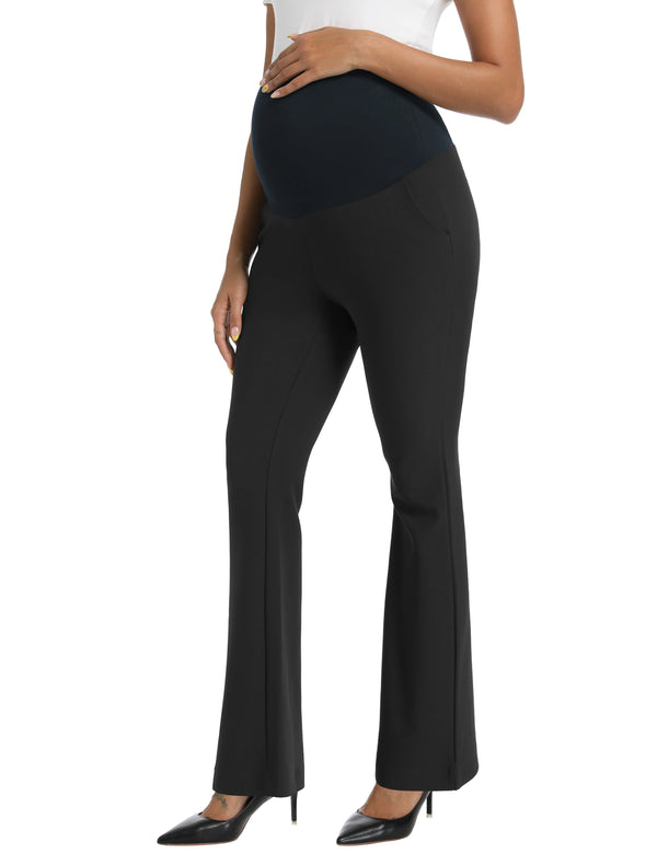 Black_Maternity_Flare_Leg_Pants_ with_pockets