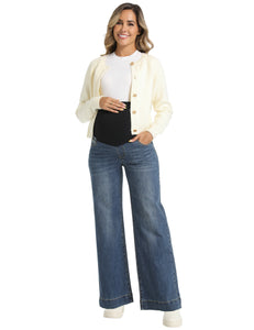 Stretchy Wide Leg Pocket Maternity Jeans  Pants