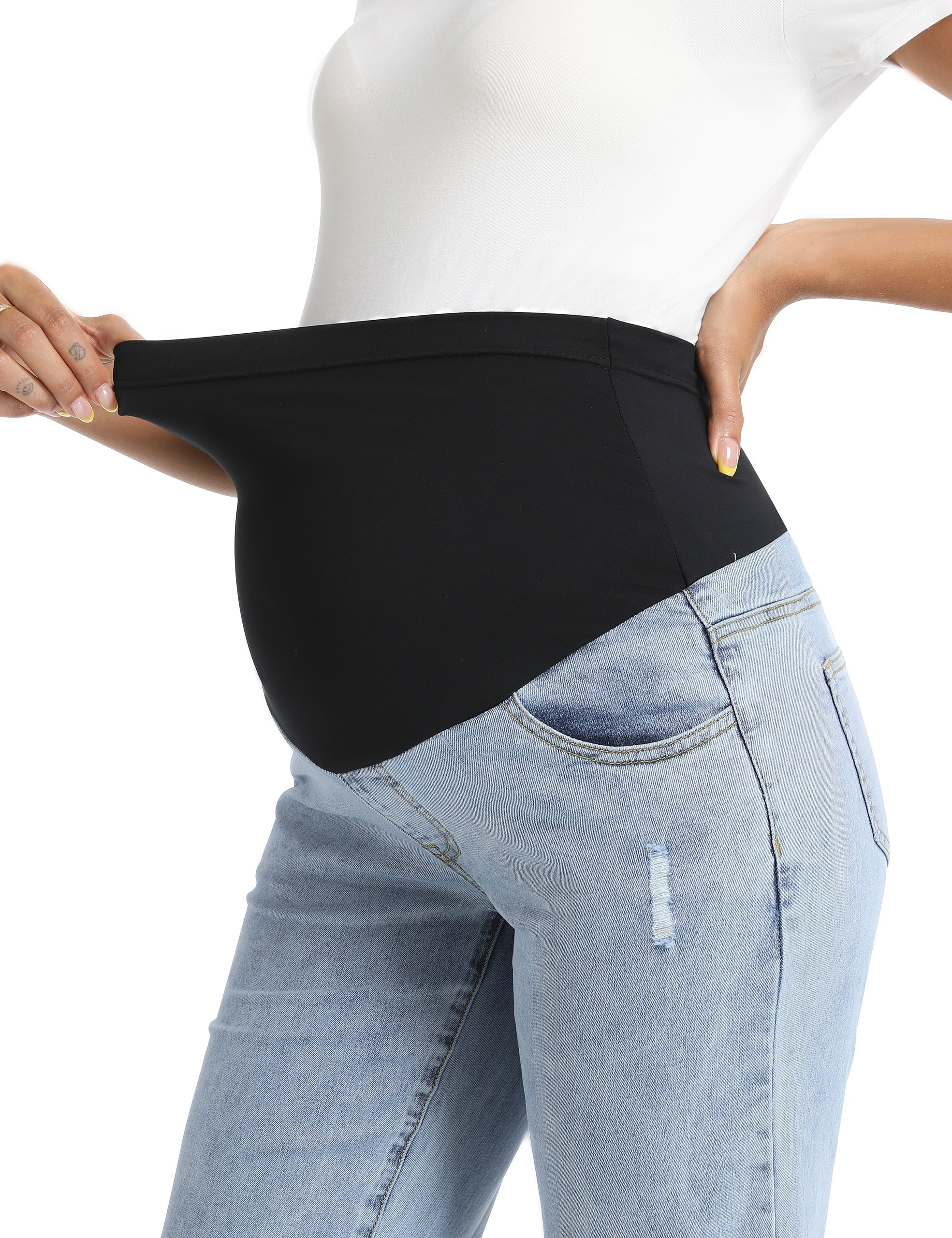 Over The Belly Straight Leg Maternity Jeans Pants
