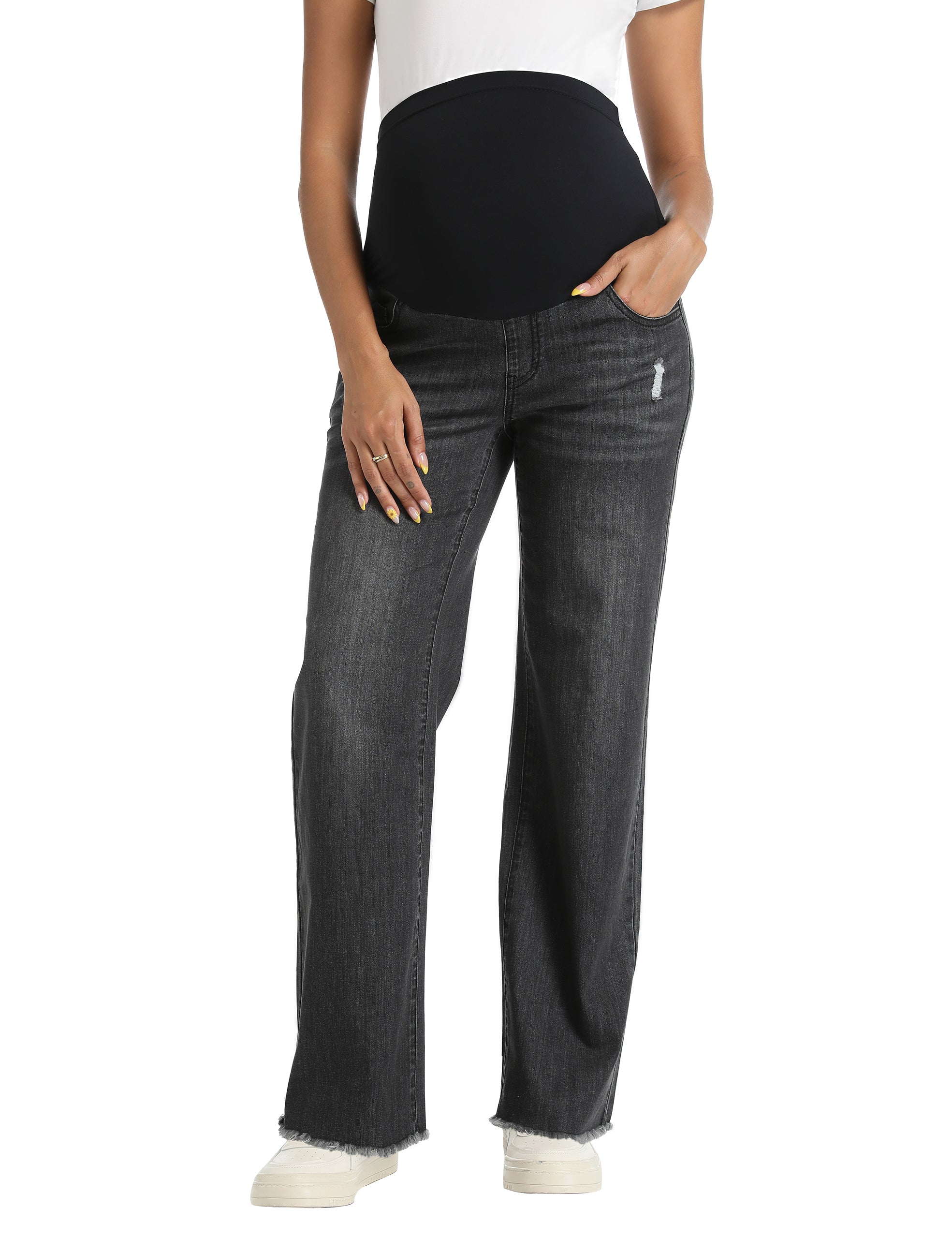 Over The Belly Straight Leg Maternity Jeans Pants