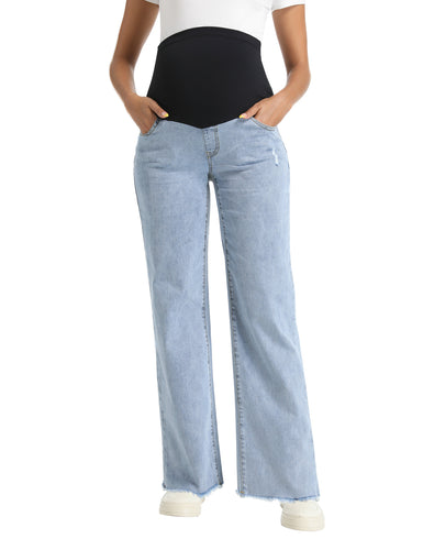 Over The Belly Straight Leg Maternity Jeans Pants