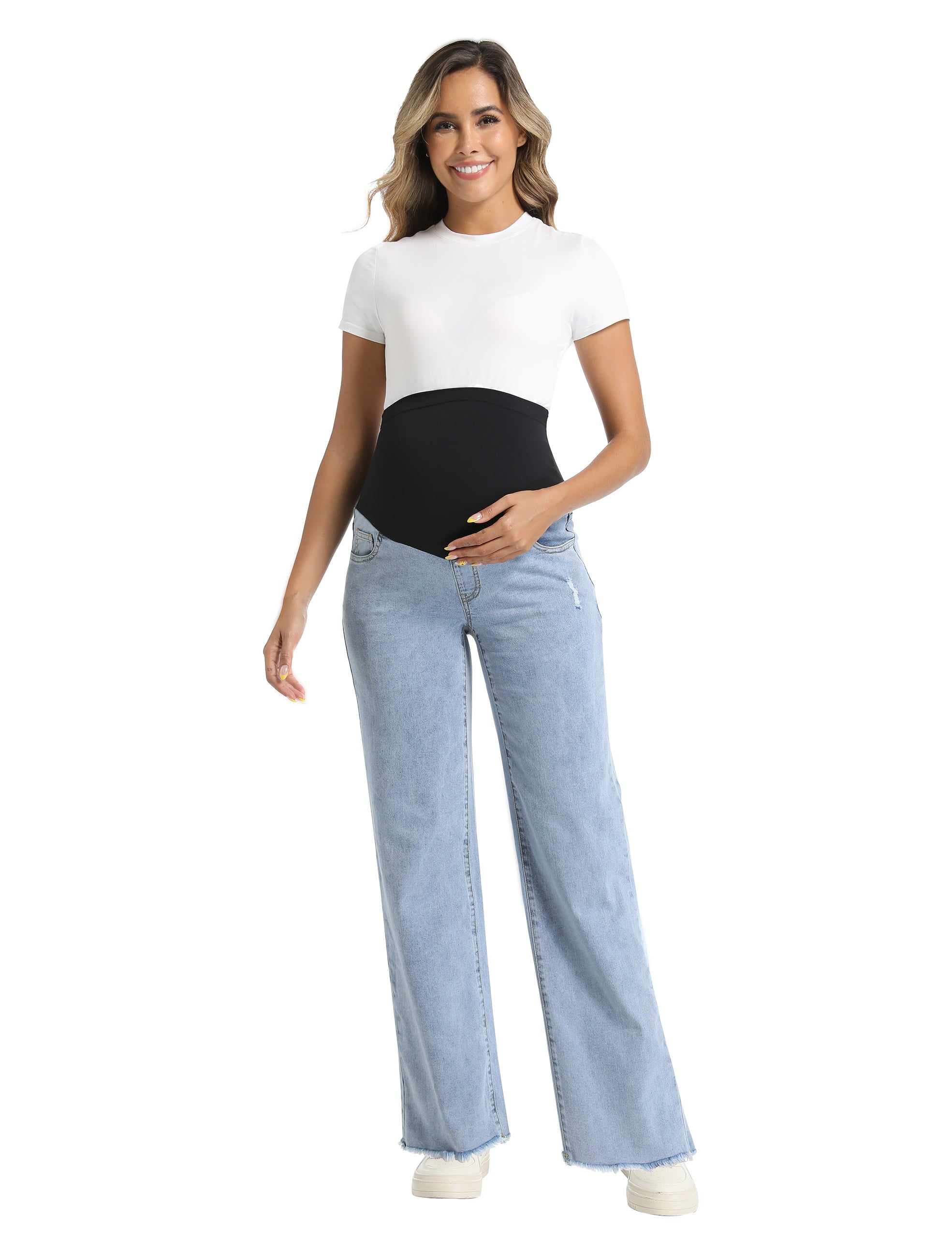 Over The Belly Straight Leg Maternity Jeans Pants