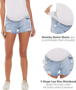 Maternity Ripped Distressed Denim Shorts