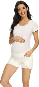 Maternity Ripped Distressed Denim Shorts
