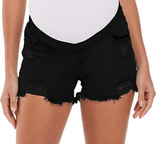 Load image into Gallery viewer, Maternity Ripped Distressed Denim Shorts