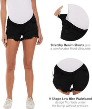 Load image into Gallery viewer, Maternity Ripped Distressed Denim Shorts