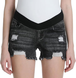 Maternity Ripped Distressed Denim Shorts