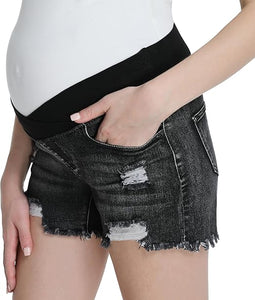 Maternity Ripped Distressed Denim Shorts