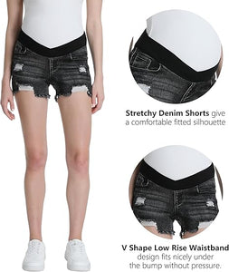 Maternity Ripped Distressed Denim Shorts