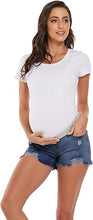 Load image into Gallery viewer, Maternity Ripped Distressed Denim Shorts