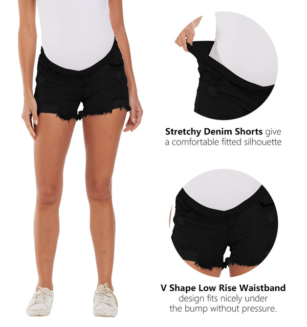 Black_V_Shape_Low_Rise_Waistband_Stretchy_Denim_Short