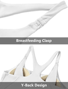 Breastfeeding Maternity Y-Back Racerback Sports Nursing Tank Tops With Bras