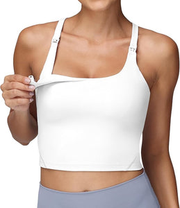 Breastfeeding Maternity Y-Back Racerback Sports Nursing Tank Tops With Bras