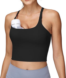 Breastfeeding Maternity Y-Back Racerback Sports Nursing Tank Tops With Bras