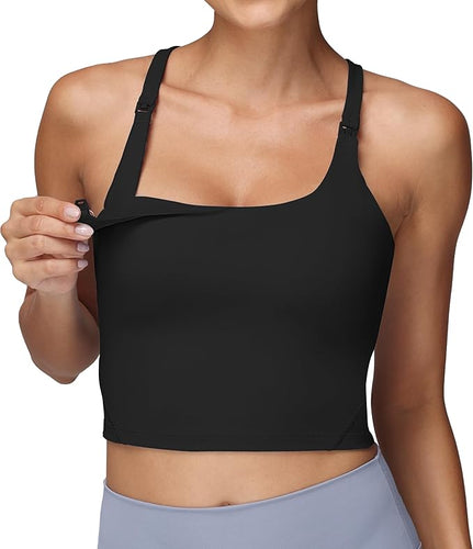 Breastfeeding Maternity Y-Back Racerback Sports Nursing Tank Tops With Bras